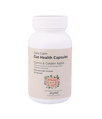 Image of Ayutra CoreCalm Ayurvedic Gut Health Capsules | Haritaki, Ajwain, Saunf, Bael, Lactobacillus & 6 Herbs | Supports Daily Digestion, Gut Comfort & Microbiome Balance | GMP, FSSAI | 60 Veg Capsules