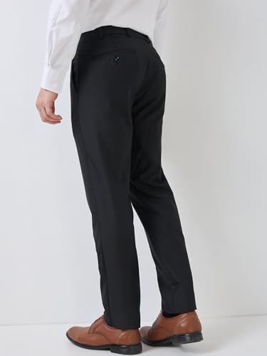 Image of Raymond Men Slim Fit Structure Pattern Poly Viscose Blend Flat Front Formal Trouser