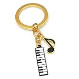 Music Keychain with Piano - Music Note Key Chains for Women, Black & White Bag Charms,Cute Keychains Gift for Musician Girls
