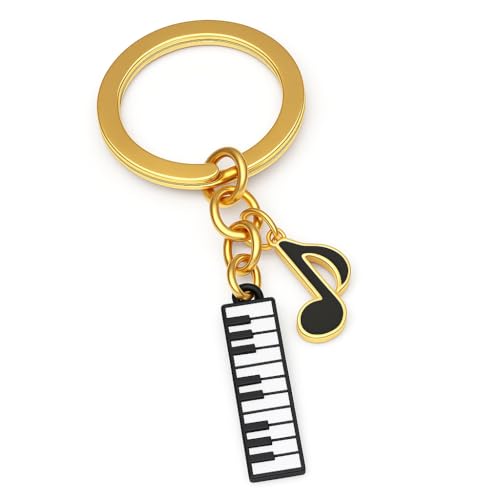 Music Keychain with Piano - Music Note Key Chains for