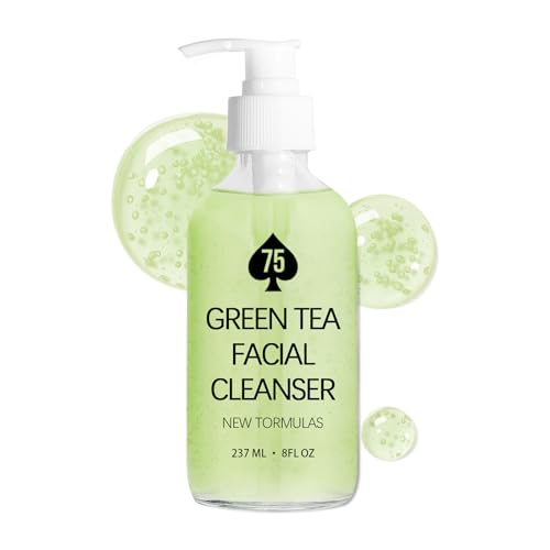 75 Green Tea Face Wash, Hydrating Facial Cleanser with Vitamins A, C, E, and Kale Extract, Gentle...
