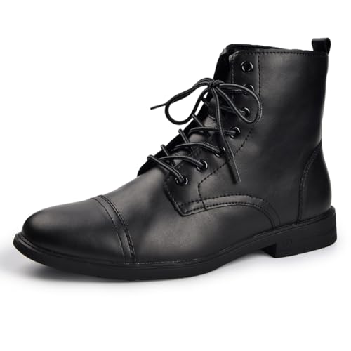 Harssidanzar Motorcycle Boots For Men,Dress Boots for Men Casual Boots Combat Ankle Dress Leather Boots KM302US2