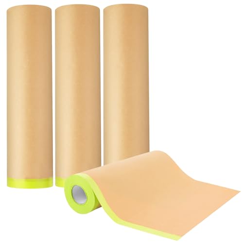 ZOFUN 6 Stück Maler Abdeckpapier 55 cm * 15 m Abdeckpapier Mit Selbstklebestreifen Selbstklebendem Abdeckband für Lackieren oder für Fenster abkleben malerkrepp