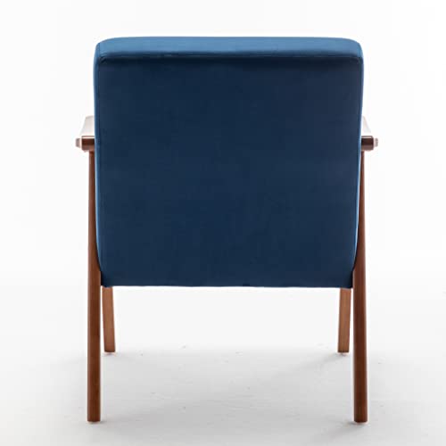 Container Furniture Direct Accent Chair With Microfiber Upholstery And Solid Wood Frame, Classic Mid-Century Modern Living Room Furniture For Extra Seating, Dark Blue #TOP5