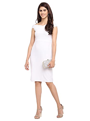 Image of Shasmi Women's Comfortable Mustard Sweetheart Neck Sleeveless Solid Midi Bodycon Casual Western Stylish Dress for Womens