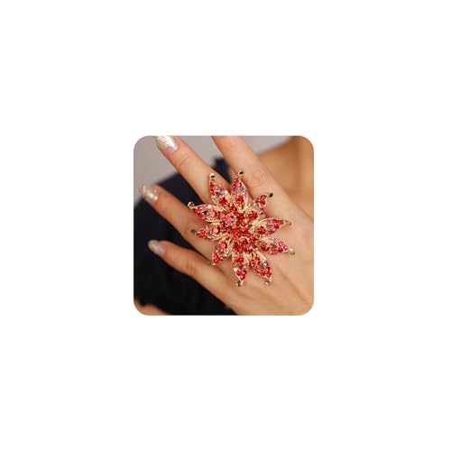 Xerling Big Flower Rhinestone Floral Cocktail Womens Statement Ri...