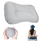 aninako ポータブルクッション レジャーシート 厚手 エアー 座布団 キャンプ 枕 お尻が痛くならない 折りたたみ式 押すと自動的に膨らみます 軽量 コンパクト 防水 防湿 アウトドア キャンプ アウト ピクニック スタジアム 登山 スポーツ観戦 旅行 飛行機 快適グッズ (グレー)