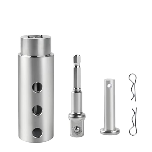 Trailer Jack Drill Adapter 1 Inch Drive Shaft Stainless Steel Heavy Duty Adapter for Electric Drill Turbo Jack & EZ Crank Compatible 1/2 Socket Bit Power Jack Tool for RV Construction TrailerDIY