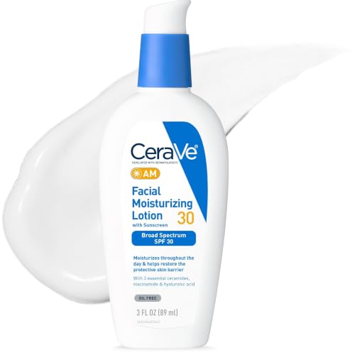 CeraVe AM Oil Face Moisturizer Lotion, Sunscreen for Face, S...