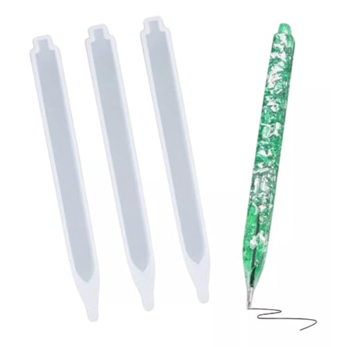 Kit 3 Moldes De Silicone Para Caneta Quadrada De Resina