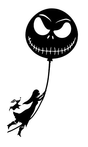 Ur Impressions Mblk Sally And Zero Floating On Jack Balloon Decal Vinyl Sticker Graphics For Cars Trucks Suv Vans Walls Windows Laptop|Matte Black|7.5 X 4.1 Inch|Uri382-Mb #TOP5