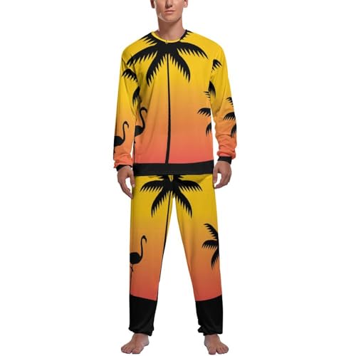 Haut et bas de pyjama Flamant Couchant vêtements de nuit manche longue homme