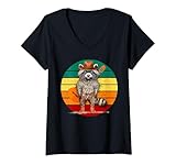 Photo Gallery donna raccoon retro vintage wild west racoon western chitarra cowboy maglietta con collo a v Photo Gallery donna raccoon retro vintage wild west racoon western chitarra cowboy maglietta con collo a v