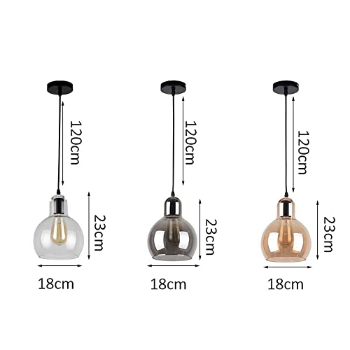 Luz de la granja colgante de vidrio industrial con tres focos de techo 2