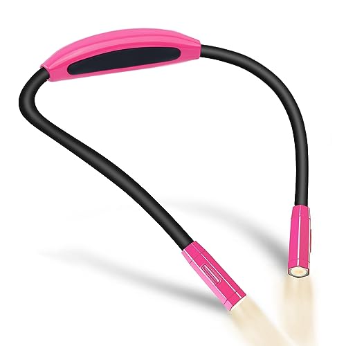 Vekkia Lightweight Neck Reading Light - 3 Colors, 9 Brightness. Rechargeable, Hands - Free, Portable. for Bed Reading, Knitting, Sewing, Crafting. Appeals to Repair & Craft Fans （Pink