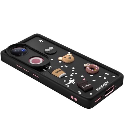 Image of Bintage Cute Fun Taddy| 3D Ball Bear| Donut| Coffee Rubber Case Camera Protection Back Cover Compatible for IQOO Z10R / Vivo V50e 5G - Black