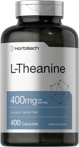L Theanine 400mg | 400 Capsules Max Size | Non-GMO & Gluten Free | by Horbaach