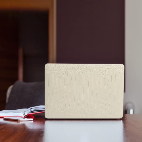 Funut for MacBook Air 13 Inch Case 2022 2021 2020-2018 Release M1 A2337 A2179 A1932 Touch ID, Crocodile MacBook Air M1 Case Leather Laptop Hard Shell Case & Keyboard Cover for Mac Air 13 Inch, Pudding