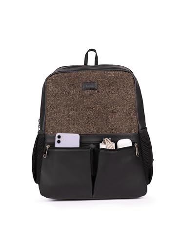 Image of ZOUK Men's Office Laptop Backpack (15.6 Inch) | Vegan Leather Travel Bag with Dual Compartments, Padded Laptop Sleeve, Trolley Sleeve, Waterproof Lining & Multiple Pockets |