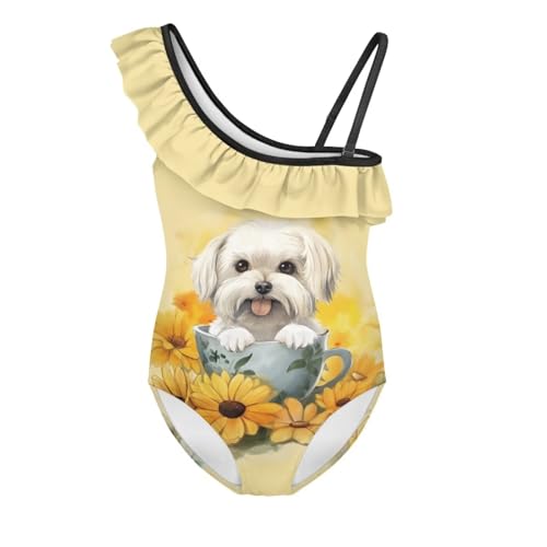 One Piece Girls Swimsuit Trendy Ruffle Bathing Suit Casual Summer Swimming Wear with Adjustable Strap