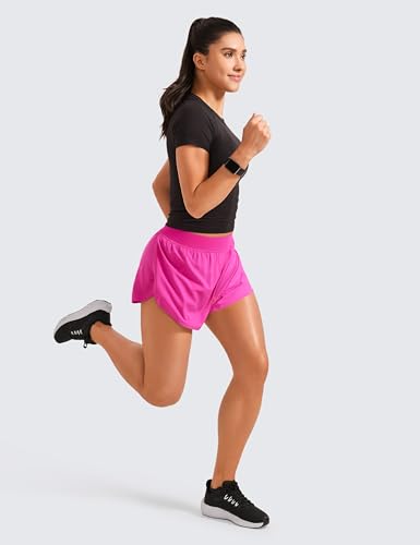 Image of CRZ YOGA Mid Waisted Split Running Shorts 4 inch | Mesh Liner, Quick Dry, Lightweight, for Women