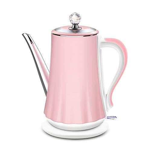 Hervidor eléctrico rosa 1.4L acero inoxidable doble capa miniatura 1