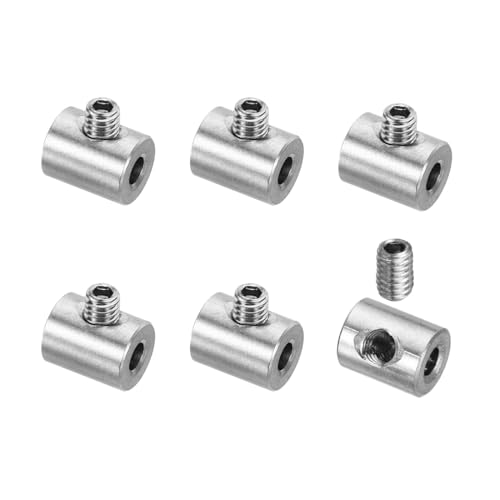 DLPRK Ensemble de 6 pcs Agrafes de Corde à Trou, Acier Inoxydable 304, Verrouillage à Trou Unique, serre cable inox (3 mm) (Argent)
