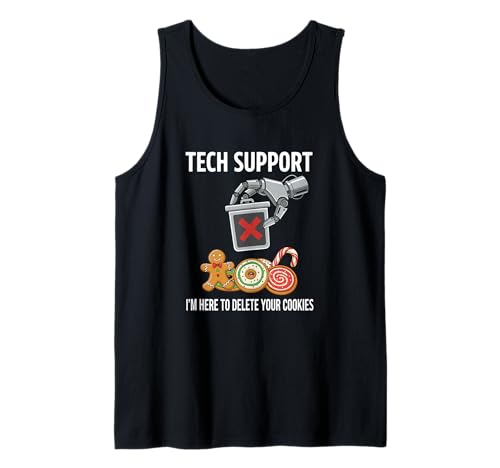 Tech Support Delete Your Cookies Funny IT Guy Christmas Tank Top
