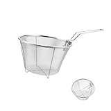 ZHQZZPH 7 Inch Stainless Steel Fryer Basket | Replacement Accessory Round Wire Deep Fryer Basket with Foldable Handle - Durable & Easy Cleaning Frying Tool for Restaurants, Home Kitchens