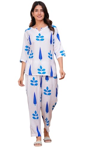 Image of Women's Printed Night Suit Set Pajama with Top Lightweight Soft & Comfy Sleepwear for Girls & Women