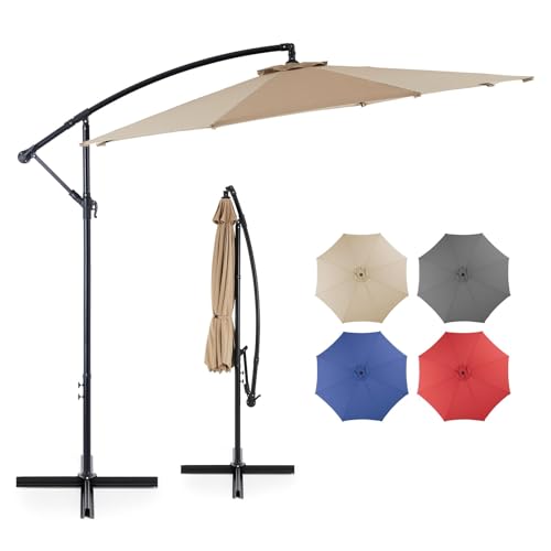 DUMOS 10FT Cantilever Patio Umbrellas Hanging Outdoor Offset Umbrella with Easy Tilt Adjustment...