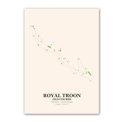 Royal Troon Old Course Golf Map Poster Scotland Wall Art