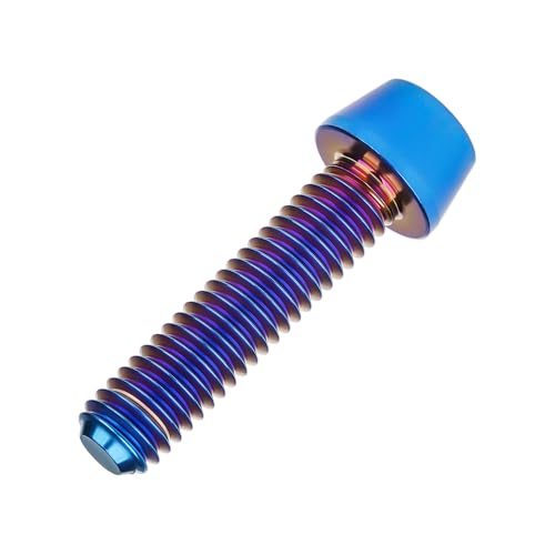 Image of Titanium Ti Bolt M5x9 16 18 20 25 30 35 40 45 50 55 60mm Tapered Head Screws Pack of 4 (M5x25mm, Burnt Blue)