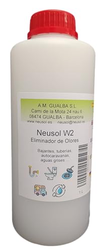 Neusol W2 1L Eliminador de olores Tuberías bajantes desagües canalizaciones Fosa séptica Depuradora Autocaravana Aguas negras y grises Antiolor Quita olor y molestias (Actual, 1000, Millilitros)