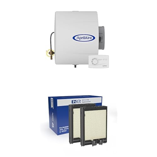 AprilAire 400M Large Capacity Whole-House Humidifier for Homes up to 5,000 Sq. Ft. + AprilAire H445EZ1A Whole-Home Humidifier Water Panel Filter Assembly Replacement Kit (2 Pack) Bundle