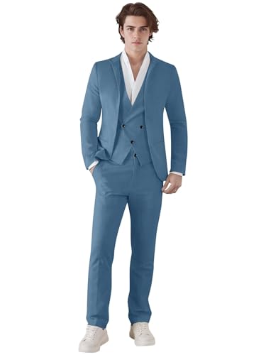 Mens 3 Piece Tuxedo Slim Fit Wedding Suit Set Business Casual Suits Dinner Party Prom Suit for Men