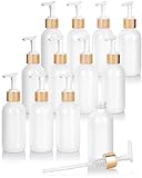 4 oz / 120 ml High Shine Gloss White Glass Boston Round Bottle with Gold Lotion Pump (12 Pack)