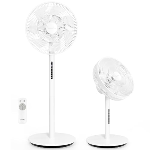 LeaderPro Ventilateur sur Pied Silencieux 12,8 dB avec Télécommande, Débit d'Air de 1980 m³/h, Double Lames Puissantes, Oscillation 120°, 8 Vitesses,...