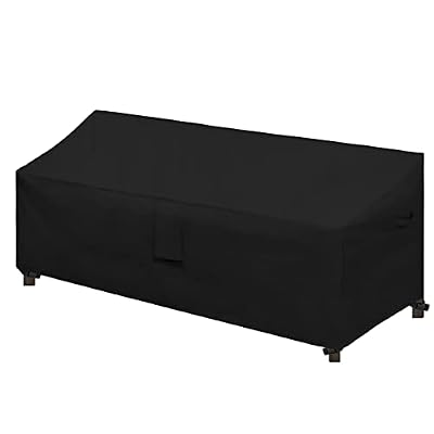 Easy-Going Waterproof Patio Sofa Cover UV Resistant 4 Seater Outdoor Sofa Cover Weatherproof Lawn Patio Furniture Cover with Tape Sealed Seam (104Wx32.5Dx33H inch, Black)