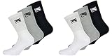 FILA Tennis Socken Herren Damen F9000 Crew 6 Paar Weiss Grau Schwarz, Farbe:bunt 6 Paar, Größe:35-38