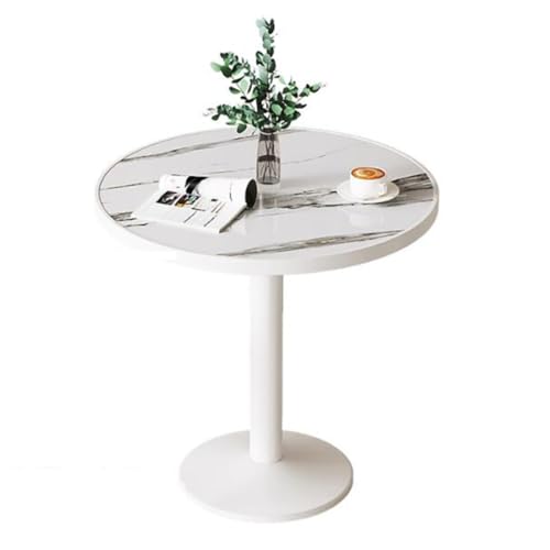 Table à manger ronde gain de place blanche brillante de 75 cm pour petit espace