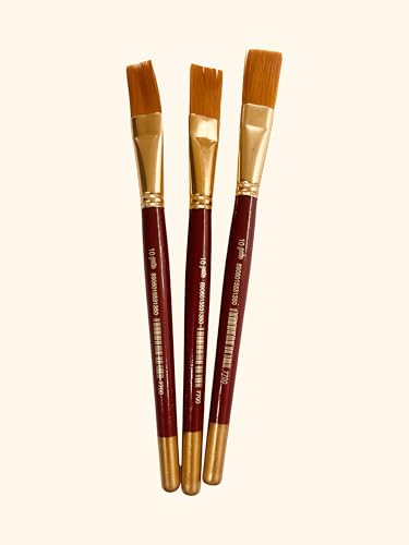 Image of polo Synthetic Hair Flat Brushes 10 | Pack of 3 | Premium Fine Edge Paintbrush Set for Acrylic, Wate