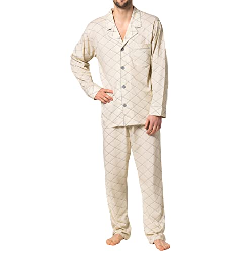 Hanes Men's Pajamas Cotton X-Temp Long Sleeve Shirt & Pants Knit Pjs Lounge Set