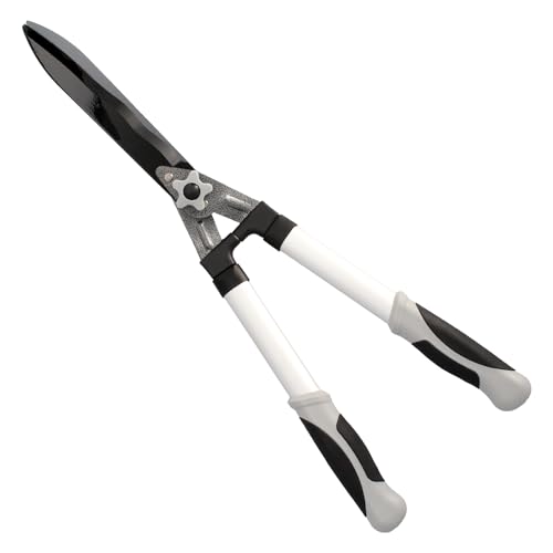 SATURNIA Heckenschere, zweihändig, Aluminium, 63 cm, Klingen aus antihaftbeschichtetem Stahl, TPR-Griff, Schnitteinstellung