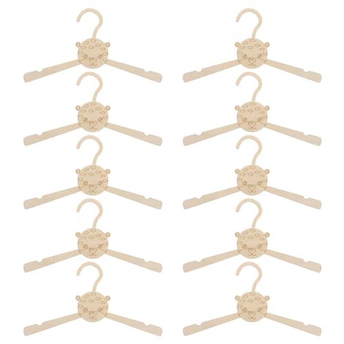 DOITOOL 10 Perchas para Ropa de recién Nacido: Perchas de Madera con Dibujos de Animales en Blanco para Bricolaje, organizadores de armarios Infantiles, Ganchos Colgantes, Suministros de Tigre.