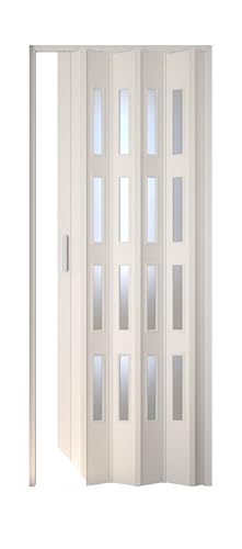 Falttür-Kunststoff mit 4 Fenster, Luciana weiß 88,5 x 202 cm
