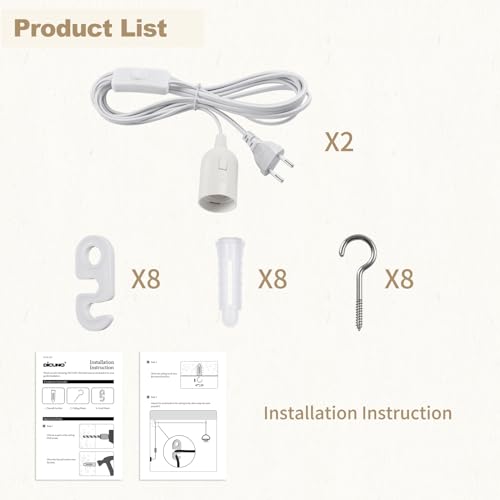 Support de lampe suspendue E27 avec fil de 4M, câble blanc avec interrupteur pour plafonnier
