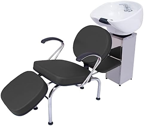 Lavatório Salão Beleza Cabeleireiro Louça Inox Veneza Preto