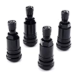 fKiZanthene Metallventile Auto Set mit Vier schwarzen Ventilen aus Metall, Reifenventile für Alufelgen zum Austausch und zur Montage in Garage Werkstatt oder unterwegs