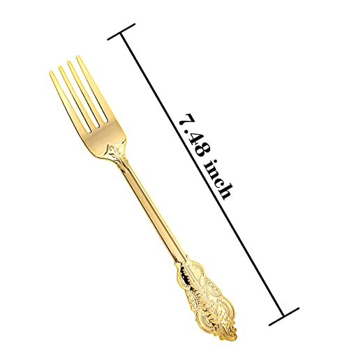 N9R 100Pcs Gold Plastic Forks, Solid, Durable And Heavy Duty Plastic Forks, Perfect Utensils For Parties, Weddings #TOP3